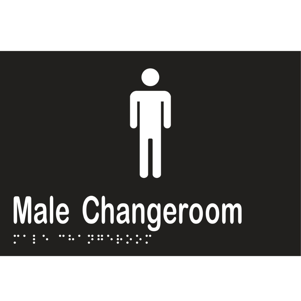Male Changeroom Braille Sign - Vinyl - Black with White Infill