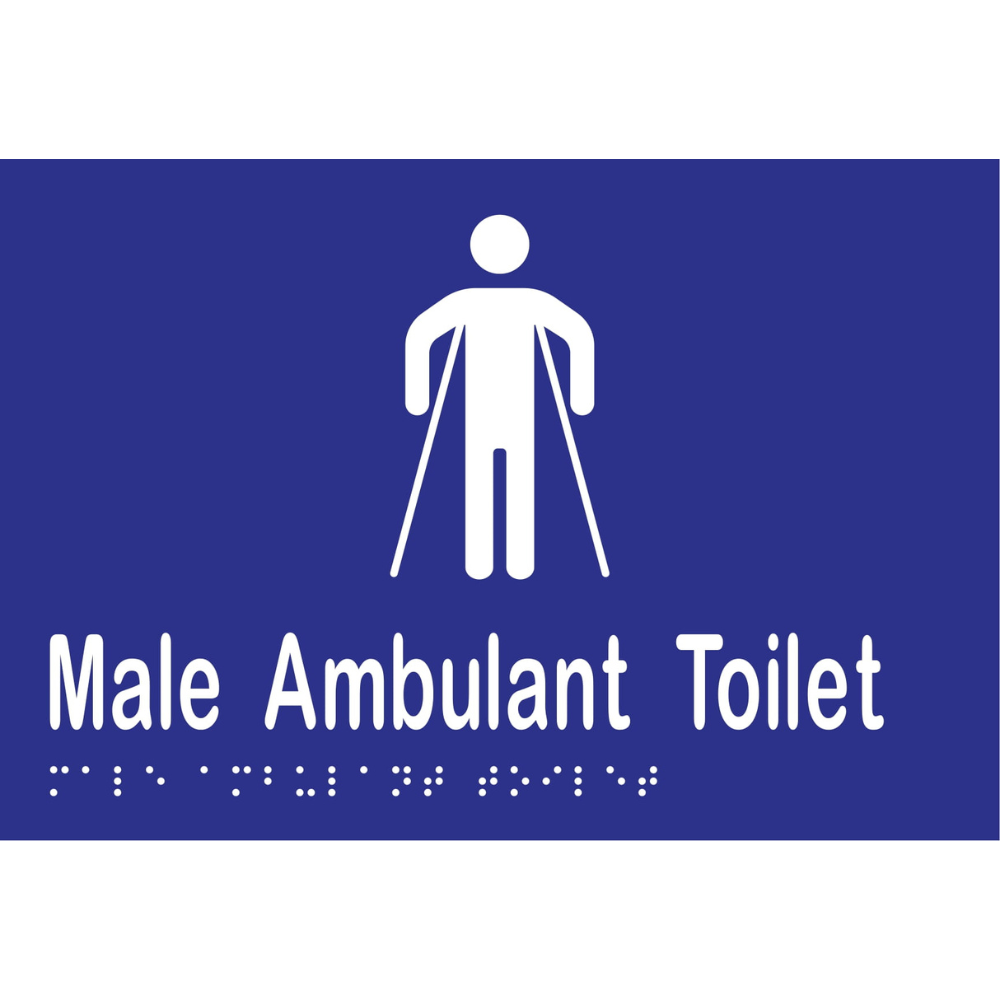 Male Ambulant Tlt Braille Sign -Vinyl - Blue with White Infill