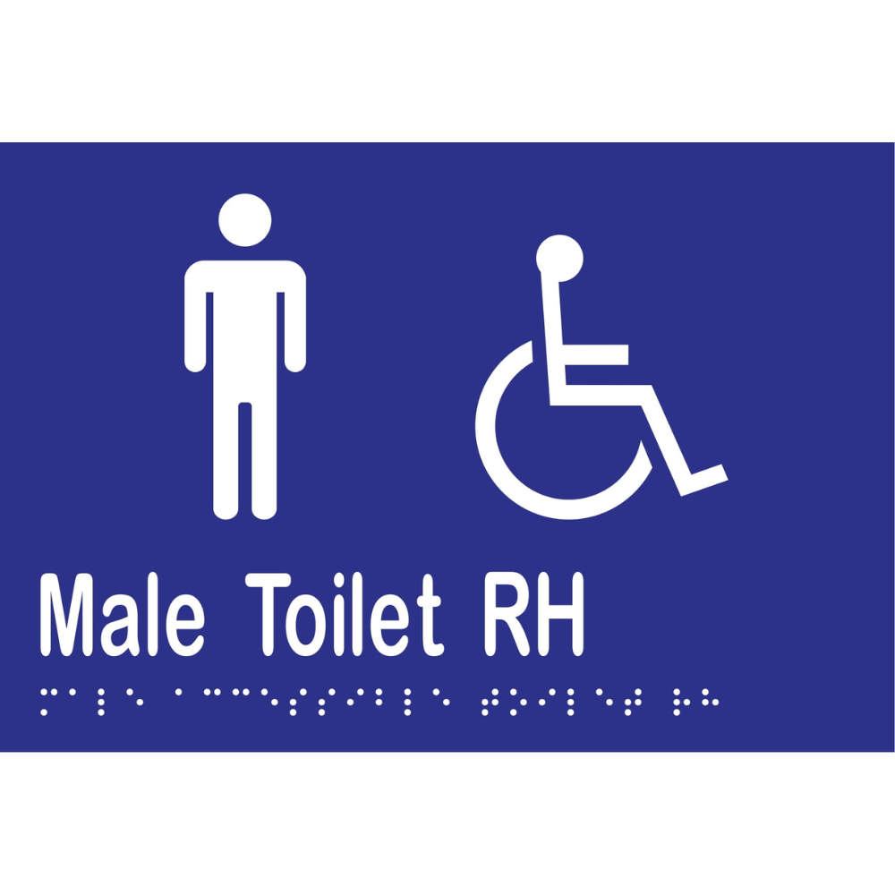 Male Acc Toilet RH Braille Sign -Vinyl - Blue with White Infill