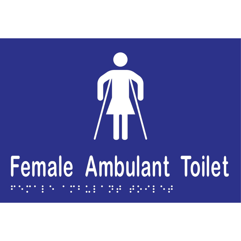 Female Ambulant Tlt Braille Sign -Vinyl - Blue with White Infill