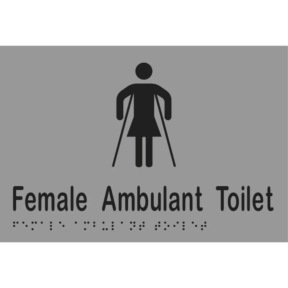 Female Ambulant Tlt Braille Sign - Vinyl - Silver with Black Infill