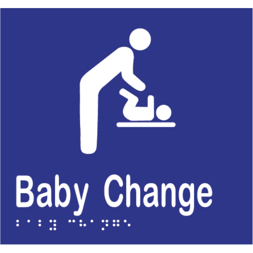 Baby Change Braille Sign -Vinyl - Blue with White Infill