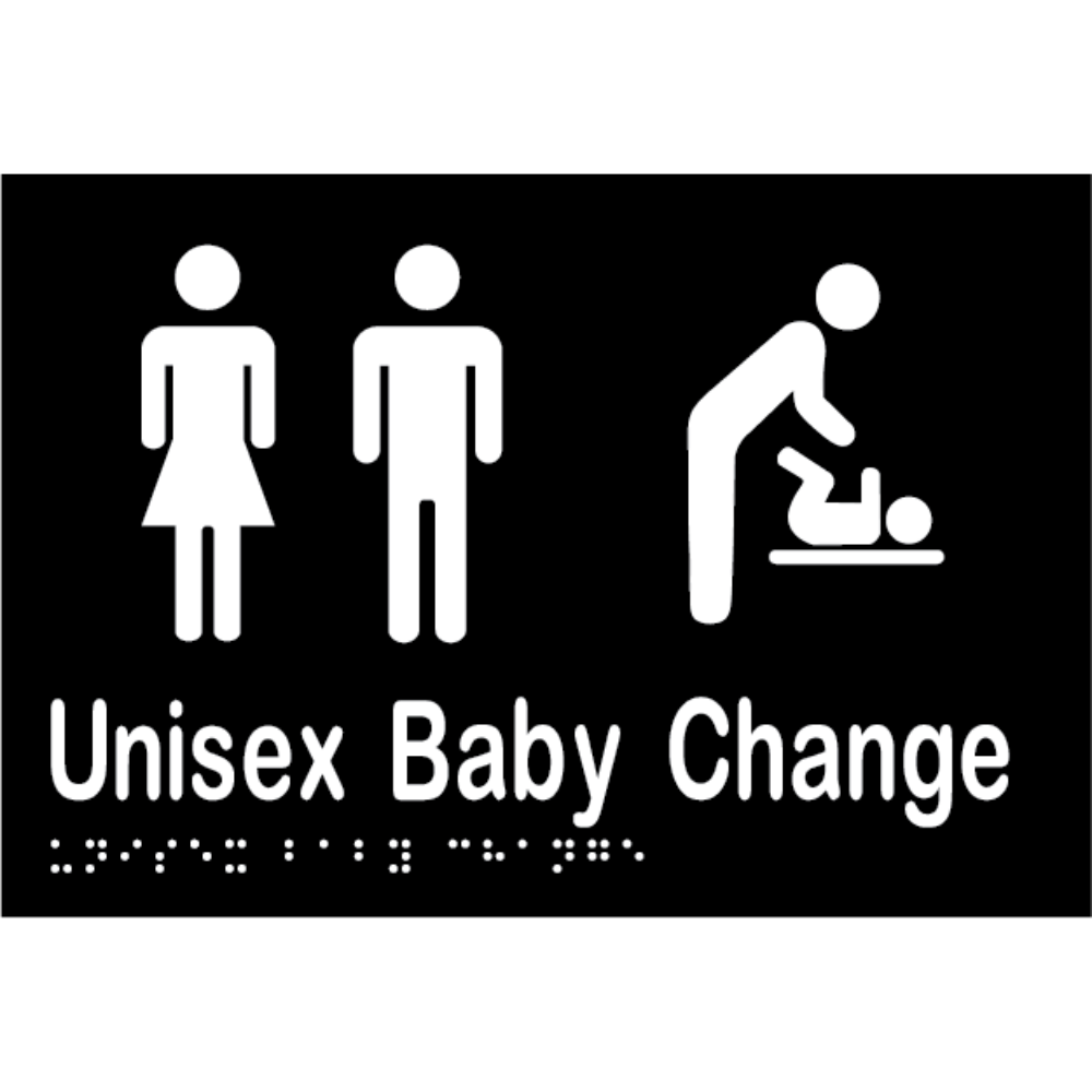 Unisex Baby Change Braille Sign - Vinyl - Black with White Infill