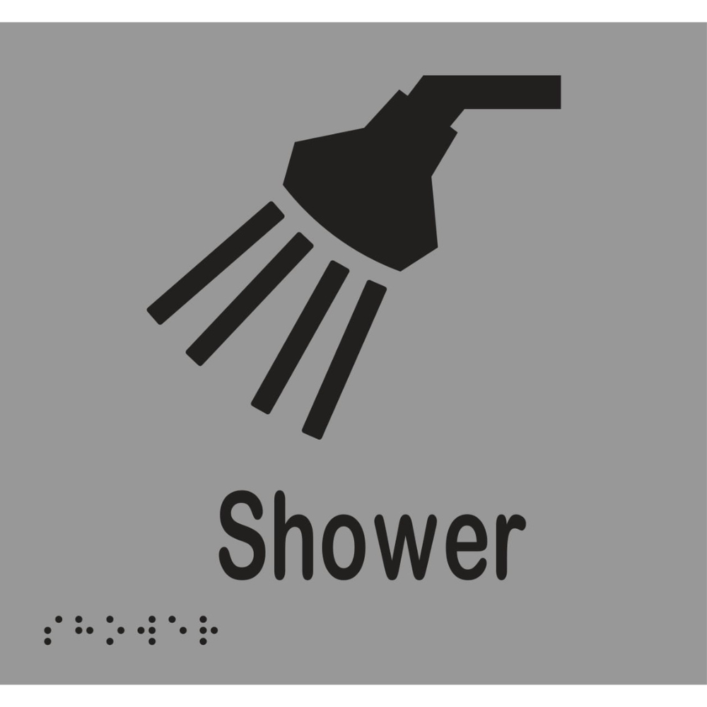 Shower Braille Sign - Vinyl - Silver with Black Infill