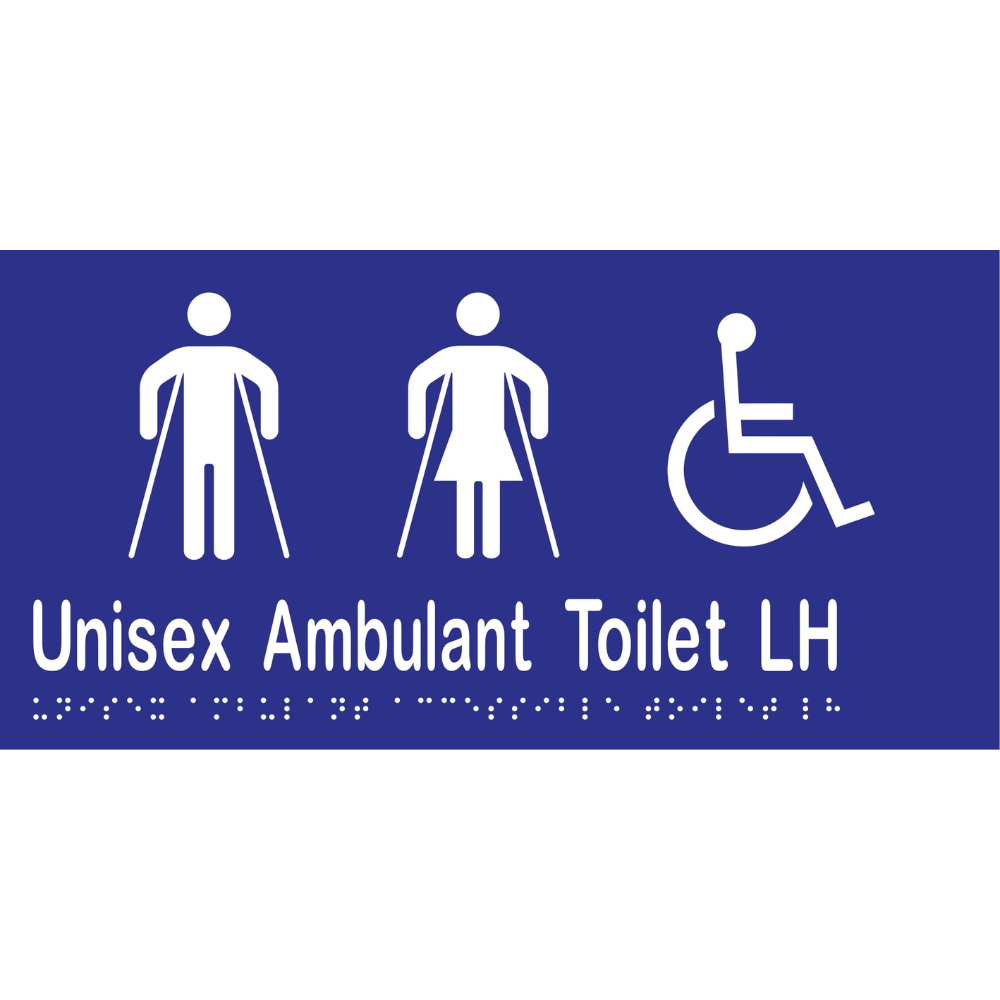 Unisex Ambulant Acc Tlt LH Sign -Vinyl - Blue with White Infill