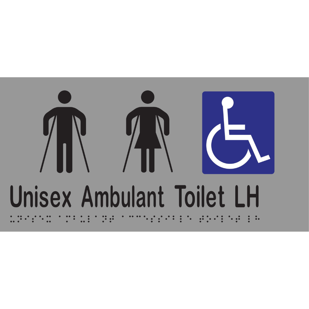 Unisex Ambulant Acc Tlt LH Sign - Stainless Steel with Black Infill