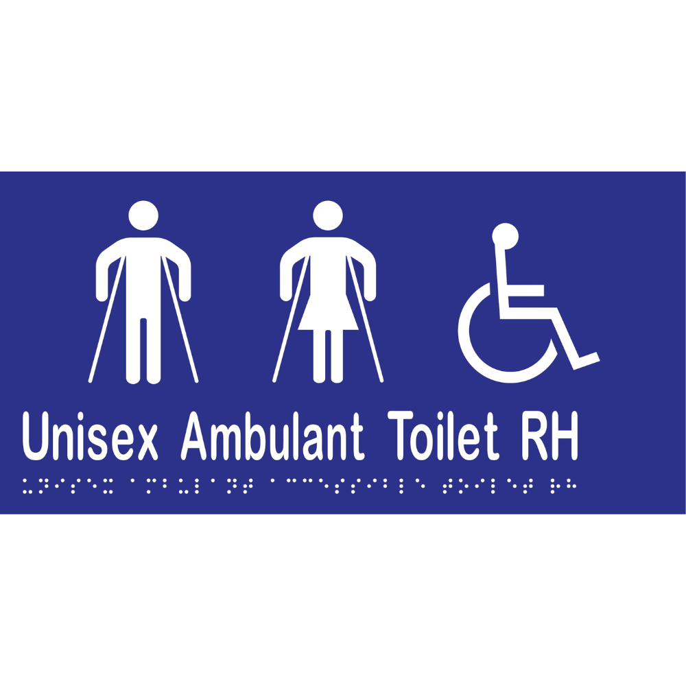 Unisex Ambulant Acc Tlt RH Sign -Vinyl - Blue with White Infill