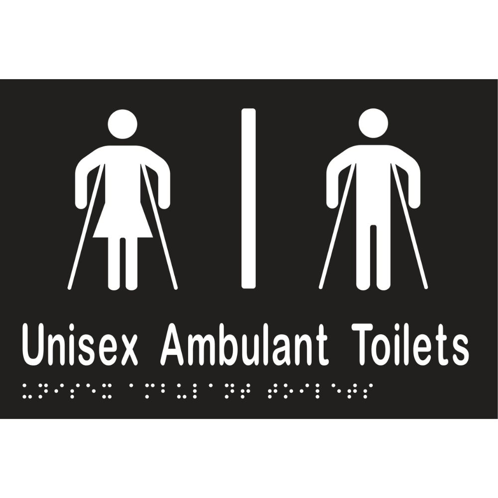 Unisex Ambulant Tlt Div Braille Sign - Vinyl - Black with White Infill