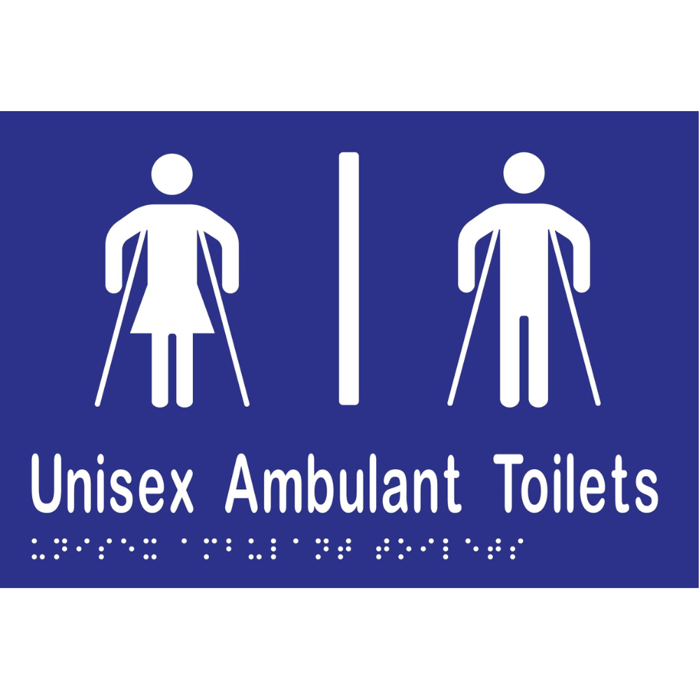 Unisex Ambulant Tlt Div Braille Sign -Vinyl - Blue with White Infill