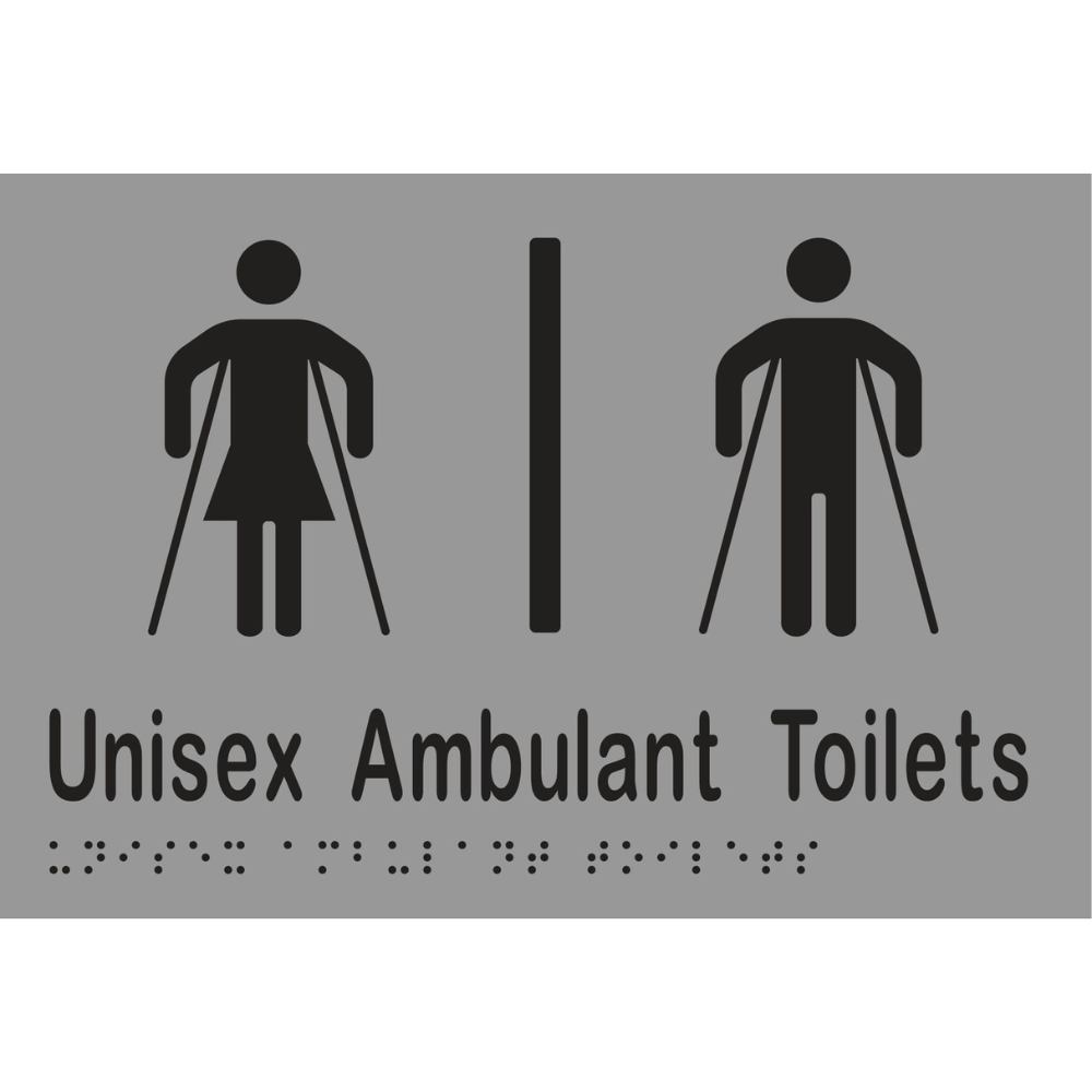 Unisex Ambulant Tlt Div Braille Sign - Stainless Steel with Black Infill