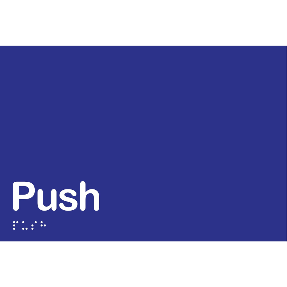 Push Sign -Vinyl - Blue with White Infill
