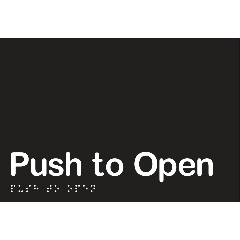 Push to Open Sign - Vinyl - Black with White Infill