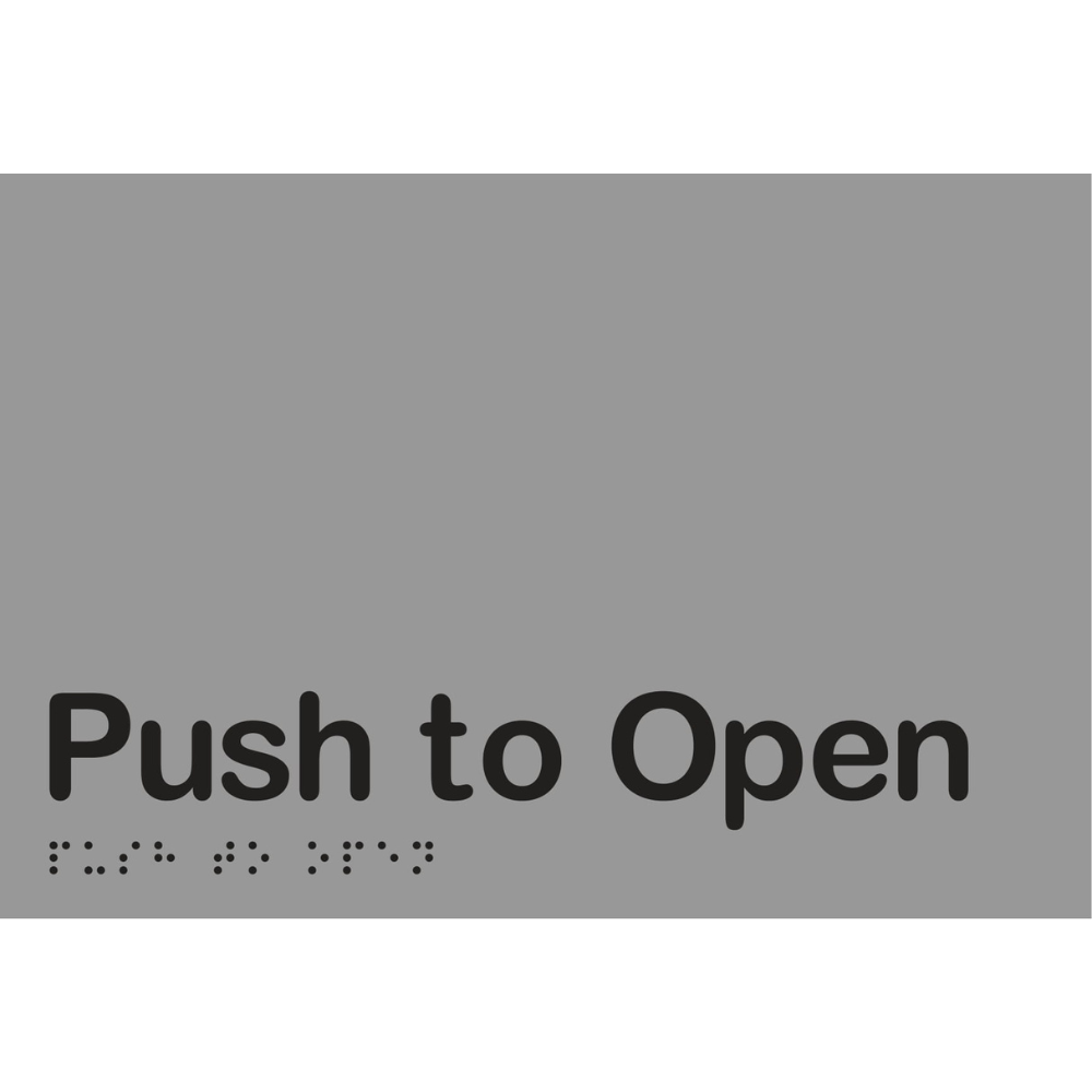 Push to Open Sign - Stainless Steel with Black Infill