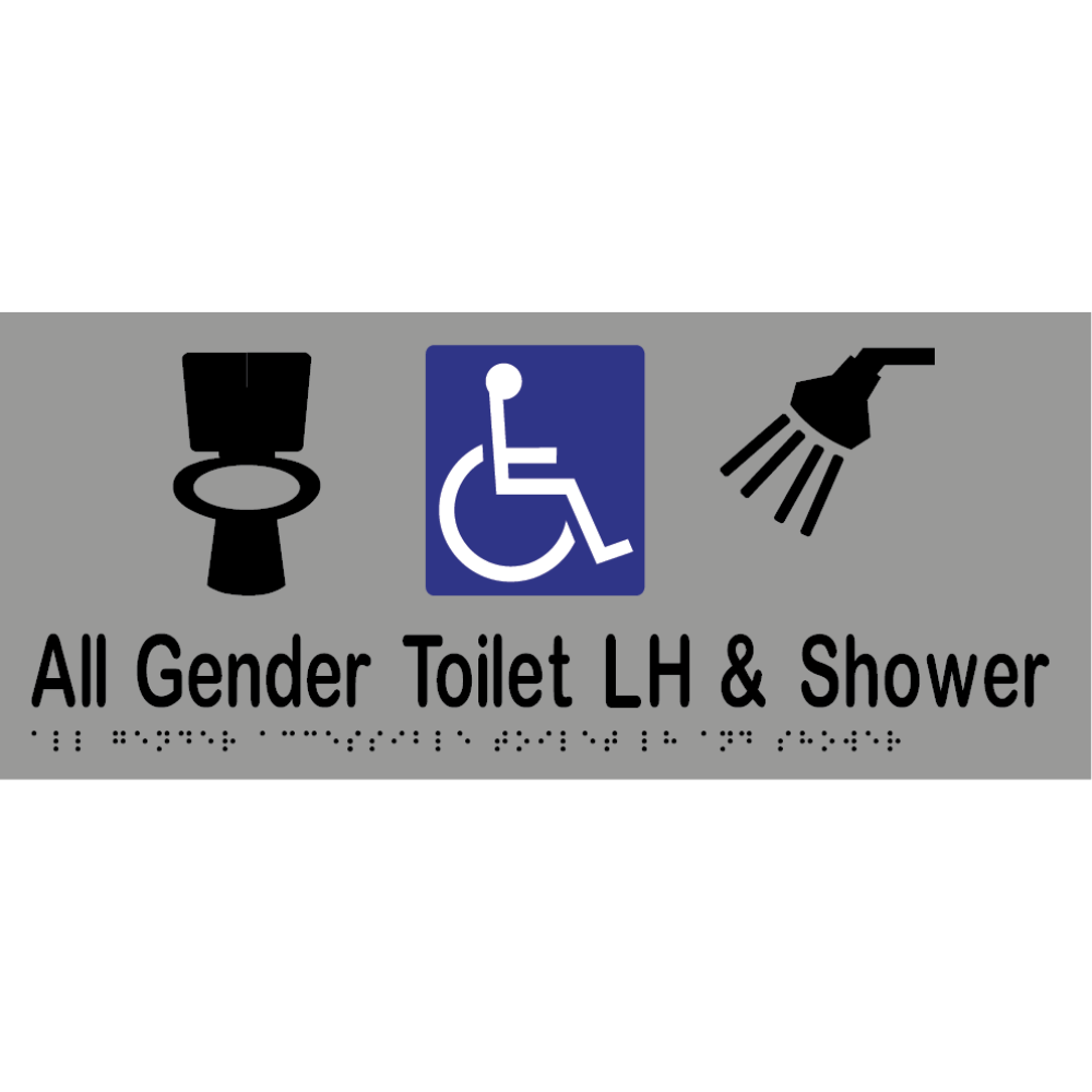 All Gender Accessible Toilet LH & Shower - Vinyl - Silver with Black Infill