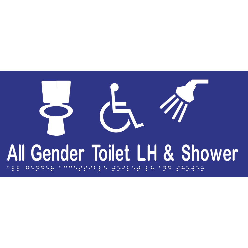 All Gender Accessible Toilet LH & Shower -Vinyl - Blue with White Infill
