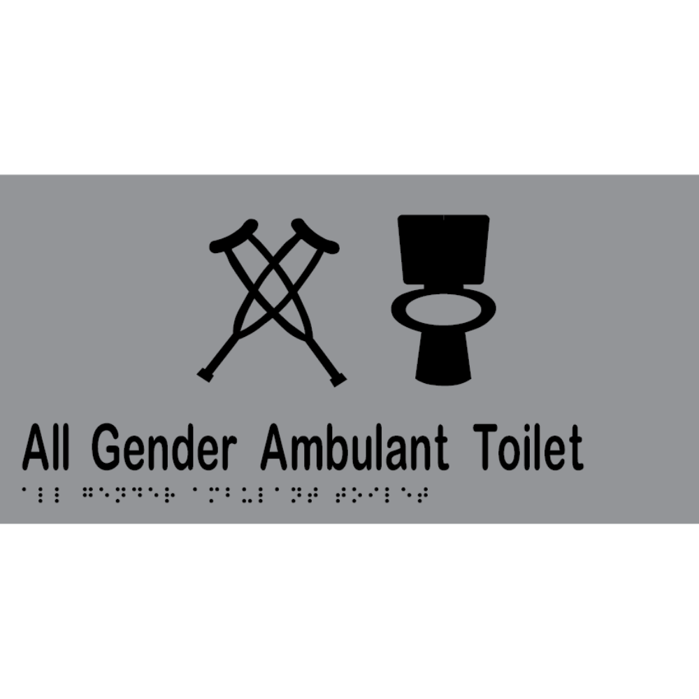 All Gender Ambulant Toilet - Stainless Steel with Black Infill