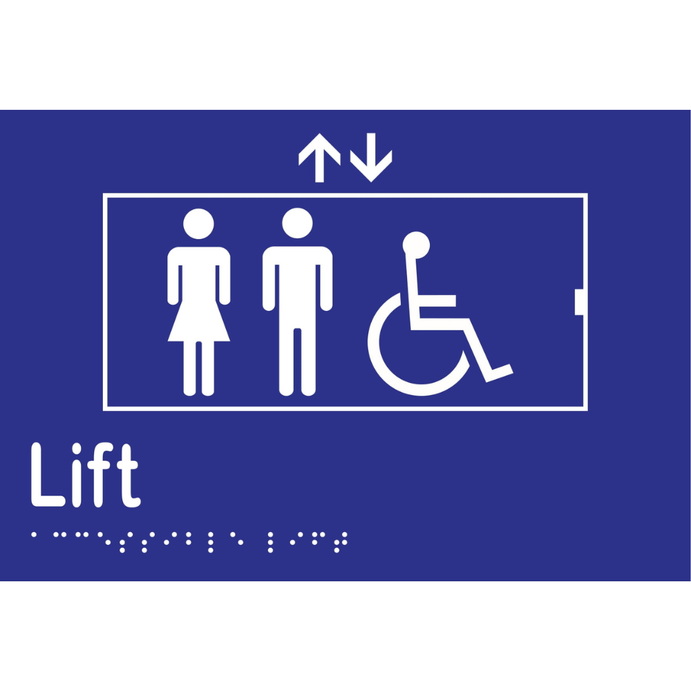 Accessible LIFT Sign -Vinyl - Blue with White Infill