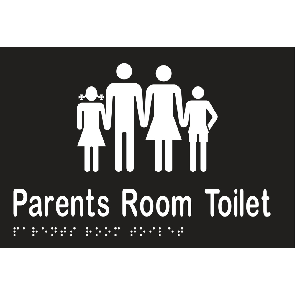 Parents Room Toilet Sign - Vinyl - Black with White Infill