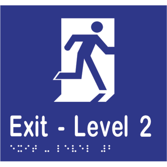 Exit Level # Sign -Vinyl - Blue with White Infill