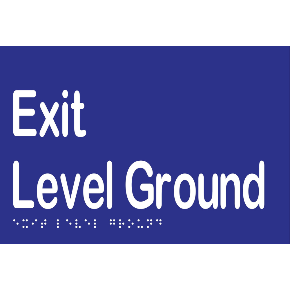 Exit Level Ground Braille Sign -Vinyl - Blue with White Infill