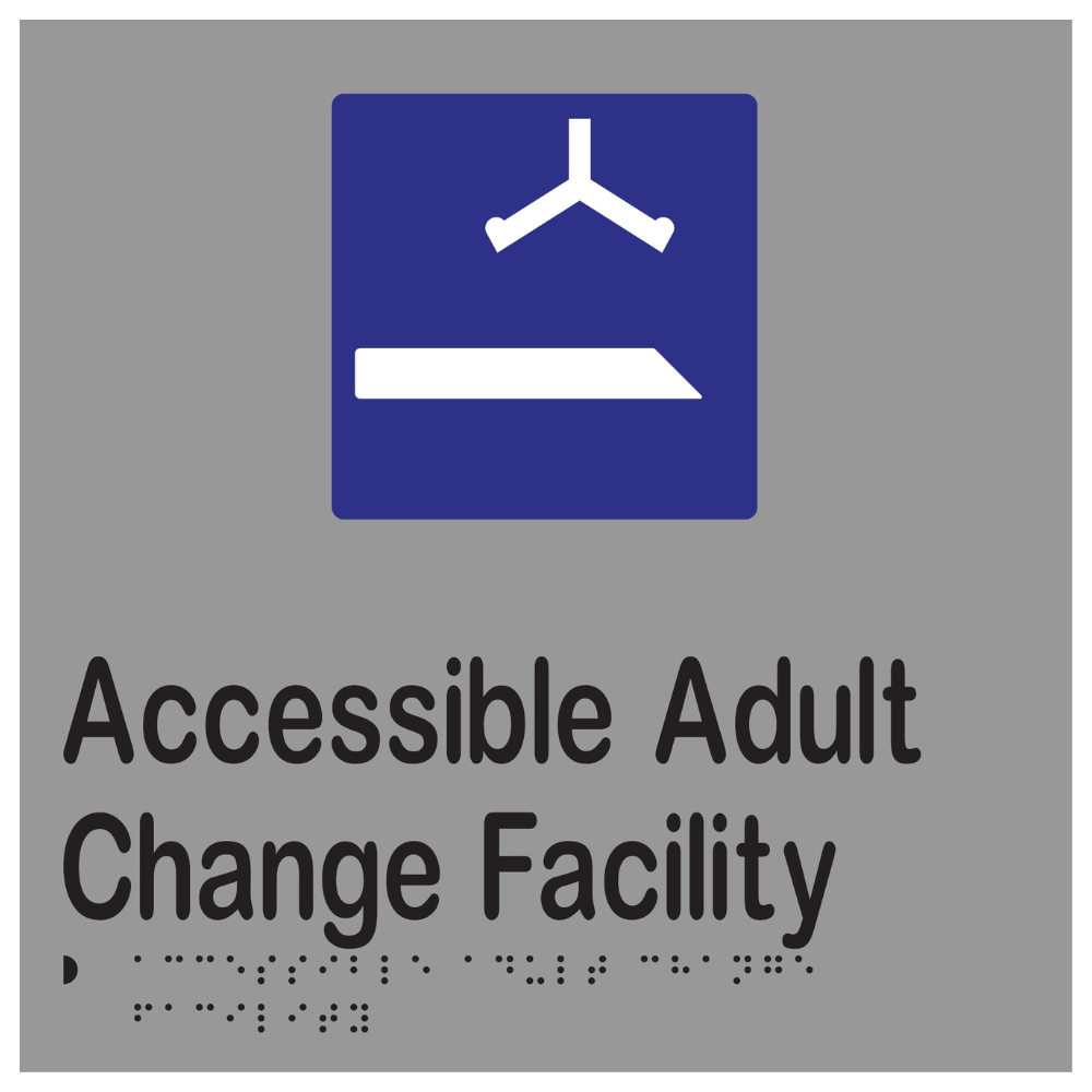 Acc Adult Change Facility Braille Sign - Stainless Steel with Black Infill