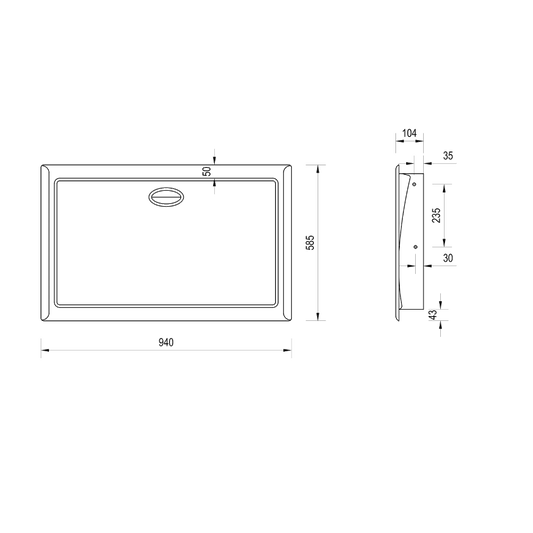 Baby Change Station Recessed SS