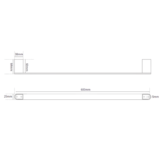 Serenity: Single Towel Rail 600mm Designer Black