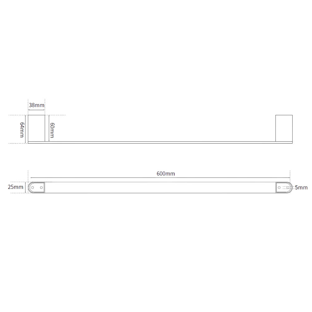 Serenity: Single Towel Rail 600mm Graphite