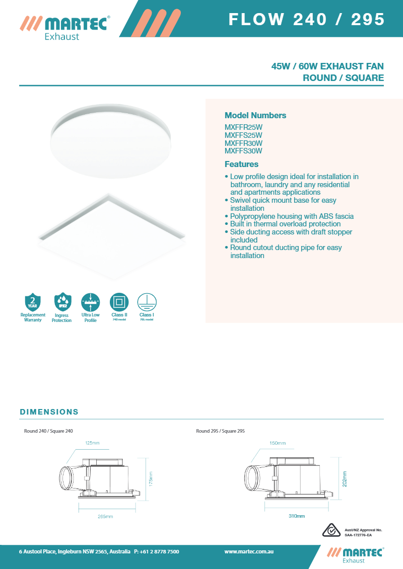 Flow 240mm Round Exhaust Fan