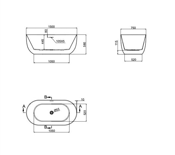 Nora 1500mm Freestanding Bath - Ginger