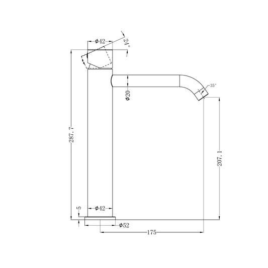 Zen SS316L Tall Basin Mixer Handless Graphite