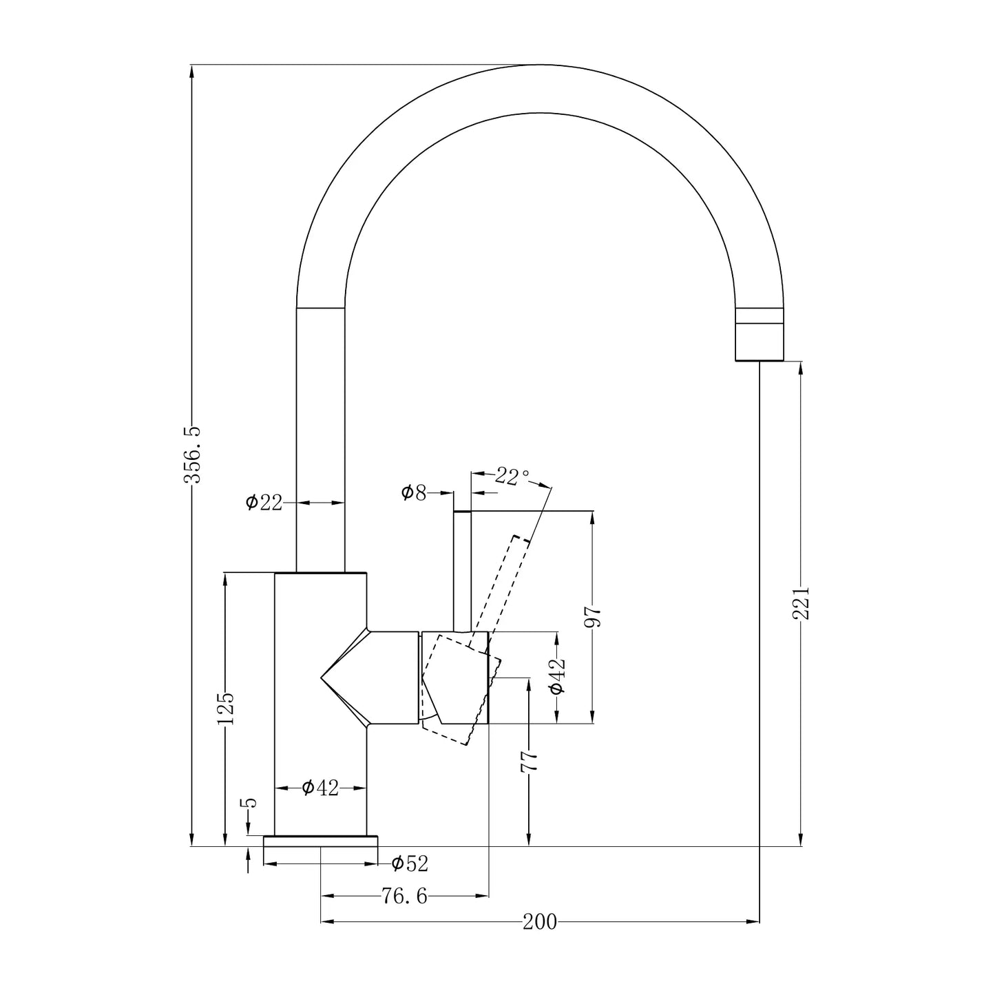 Zen SS316L Kitchen Mixer Brushed Gold