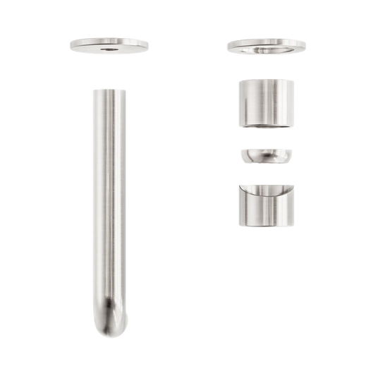 Zen SS316L Wall Basin/Bath Mixer Separate Back Plate 185mm Spout Trim Kits Only Brushed Nickel