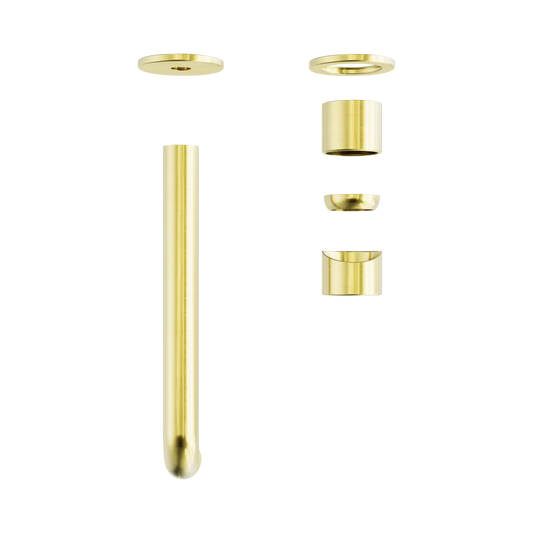 Zen SS316L Wall Basin/Bath Mixer Separate Back Plate 230mm Spout Trim Kits Only Brushed Gold
