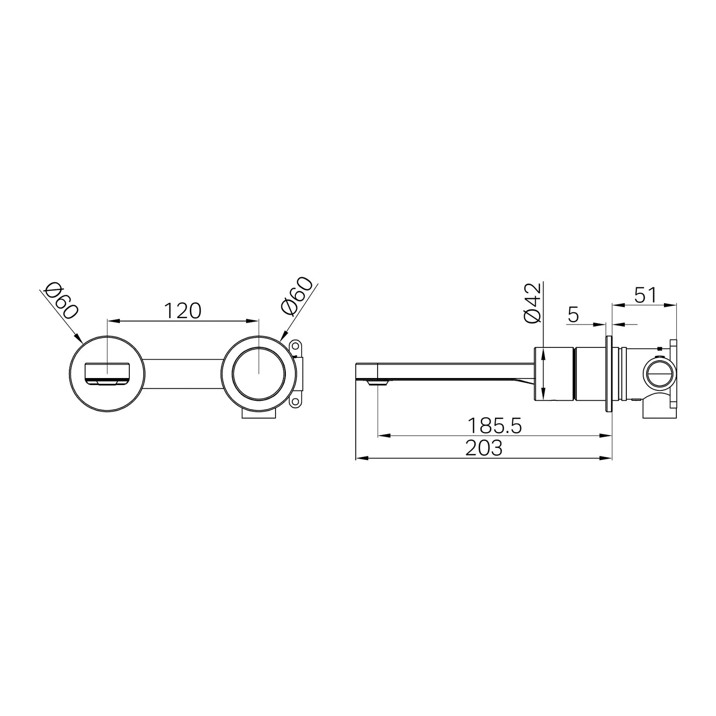 Pure SS316L Progressive Wall Basin/Bath Mixer Separate Back Plate Graphite