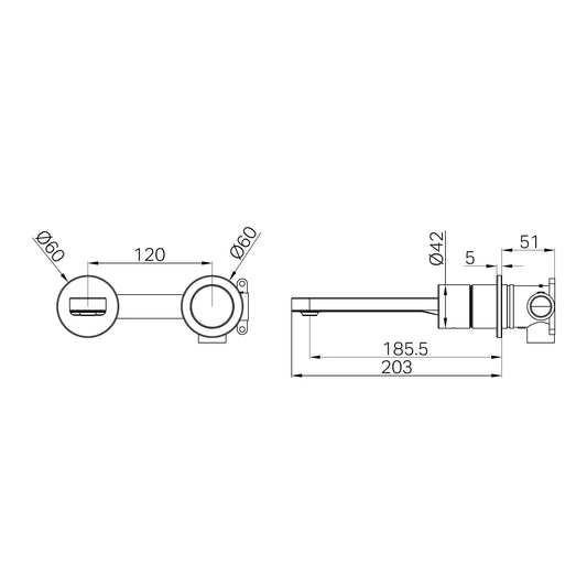 Pure SS316L Progressive Wall Basin/Bath Mixer Separate Back Plate Graphite
