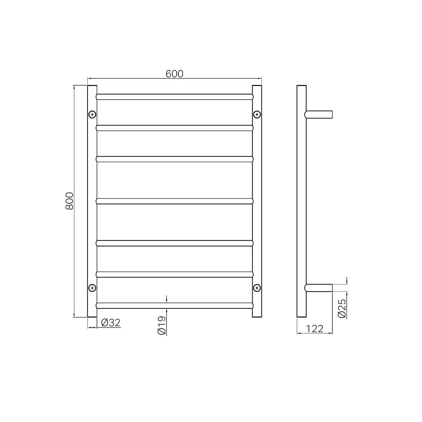 Non-Heated Towel Ladder Brushed Bronze