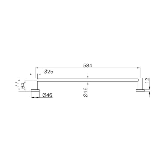 Mecca Single Towel Rail 600mm Matte White