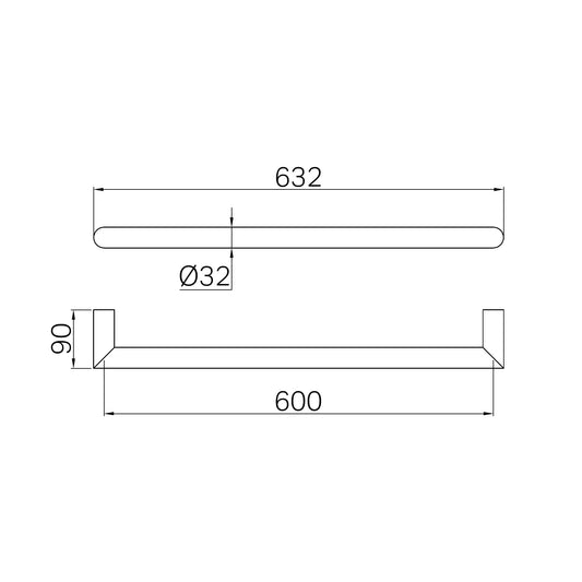 Mecca 240V Single Heated Towel Rail Matte Black
