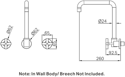 X Plus Wall Kitchen Set Swivel Spout Matte Black