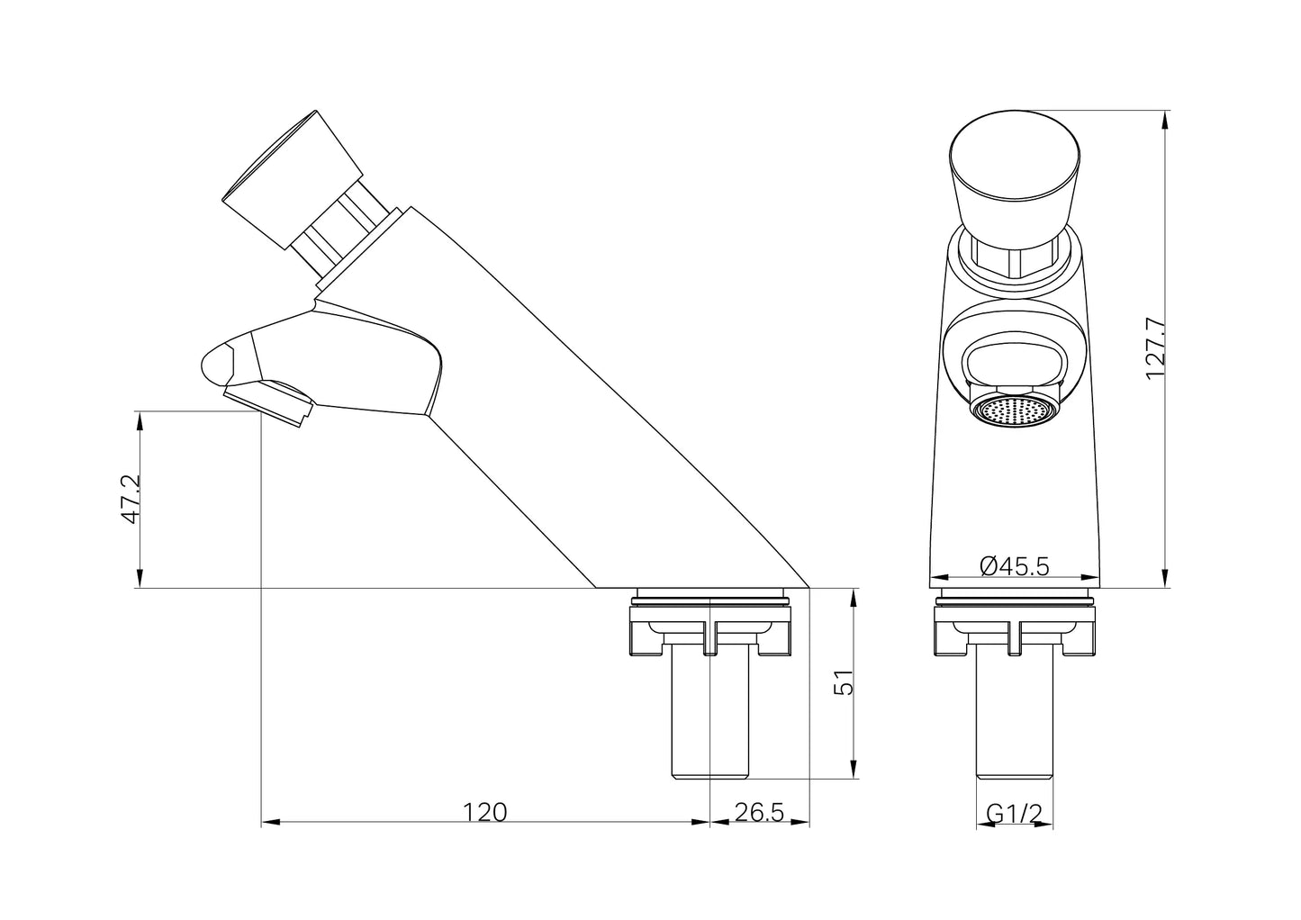 SS316 Lead Free Timeflow Push Button Pillar Tap Chrome
