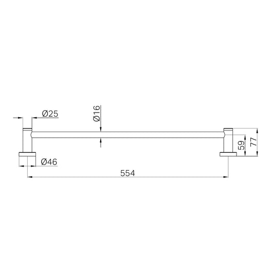 Dolce II Single Towel Rail 600mm Gun Metal