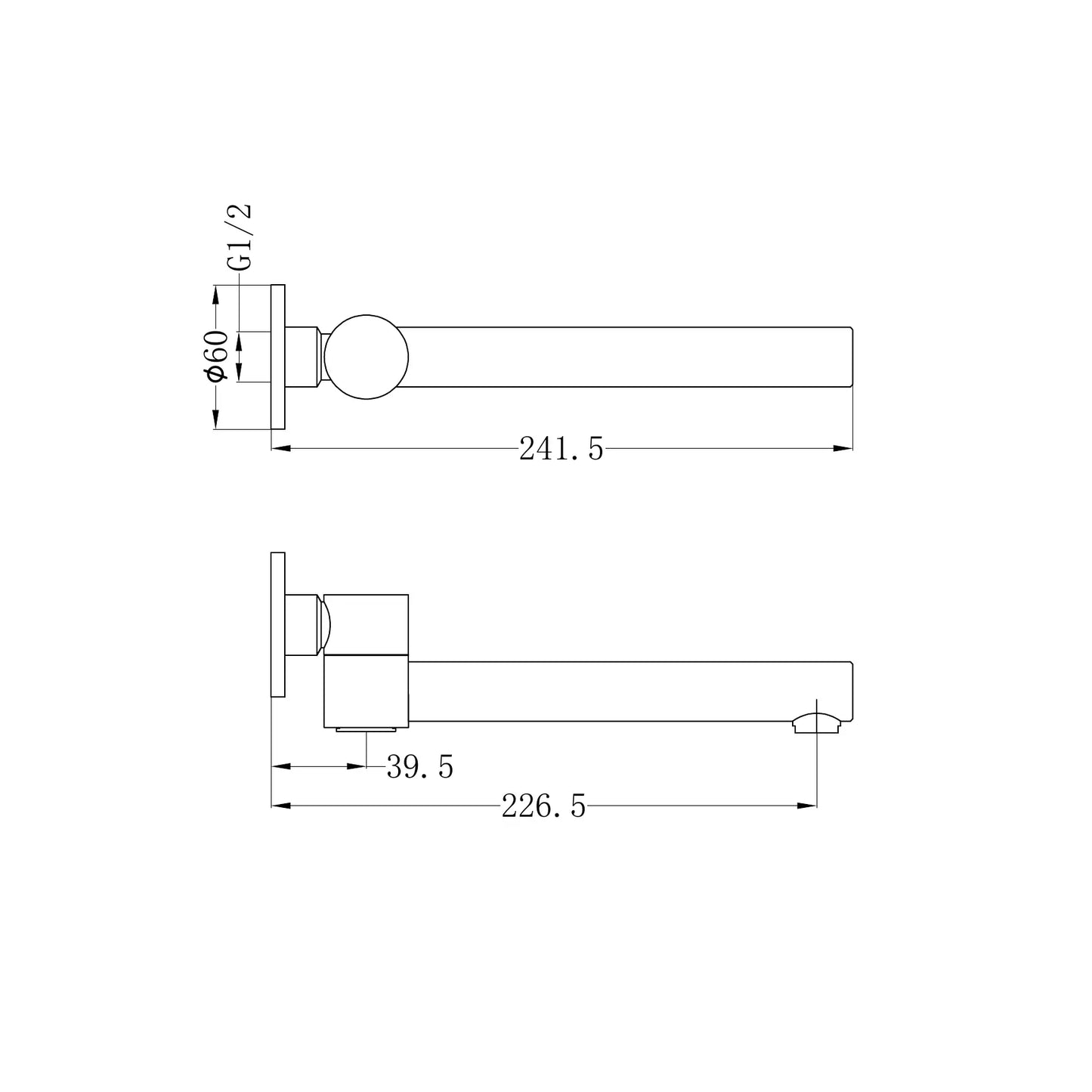 Dolce Wall Mounted Swivel Bath Spout Only Brushed Nickel