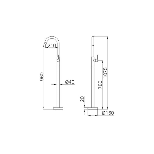 Mecca Freestanding Bath Mixer Brushed Nickel