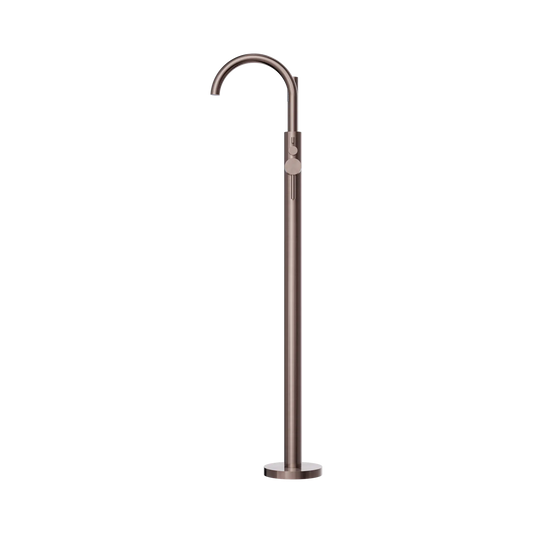 Nero Mecca Round Freestanding Mixer With Hand Shower Brushed Bronze