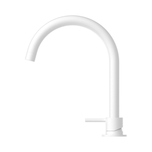 Mecca Hob Basin Mixer Round Swivel Spout Matte White