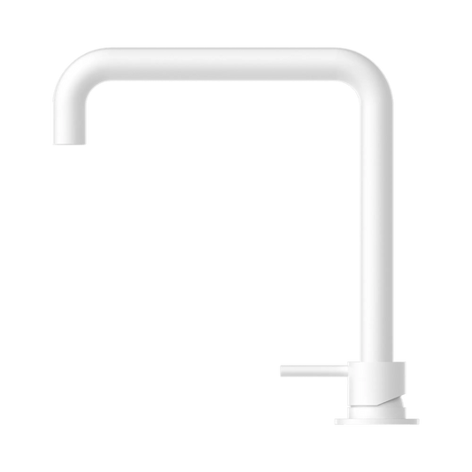Mecca Hob Basin Mixer Square Swivel Spout Matte White