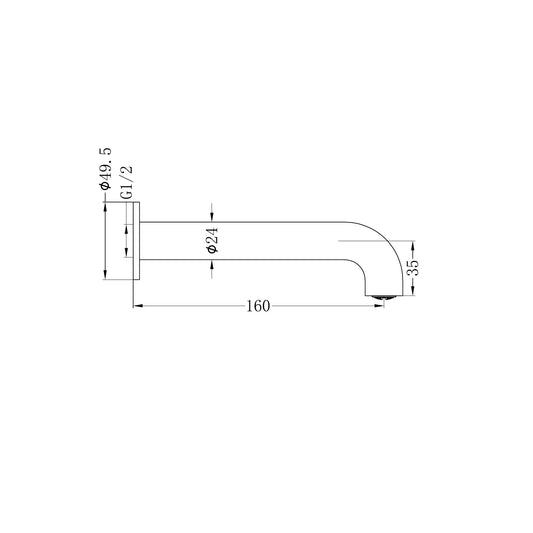 Mecca Basin/Bath Spout Only 160mm Matte White