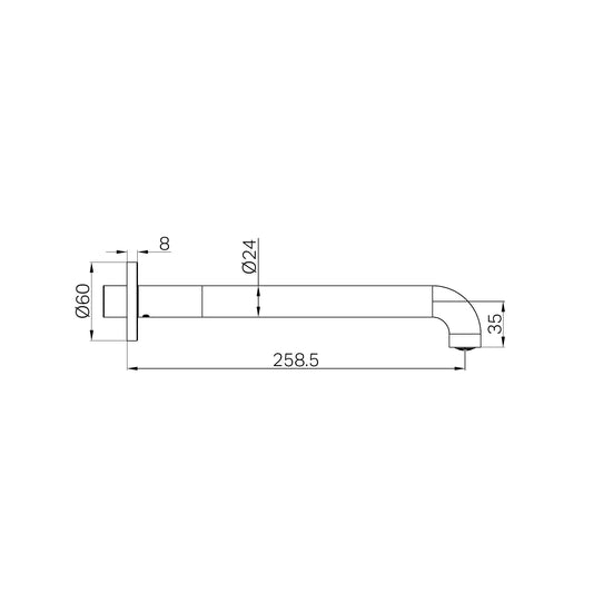 Mecca Basin/Bath Spout Only 260mm Chrome
