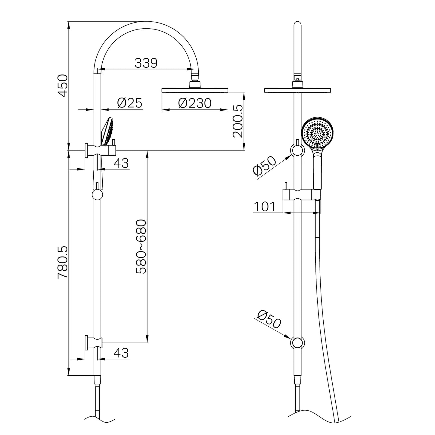 Mecca Twin Shower With Air Shower Chrome